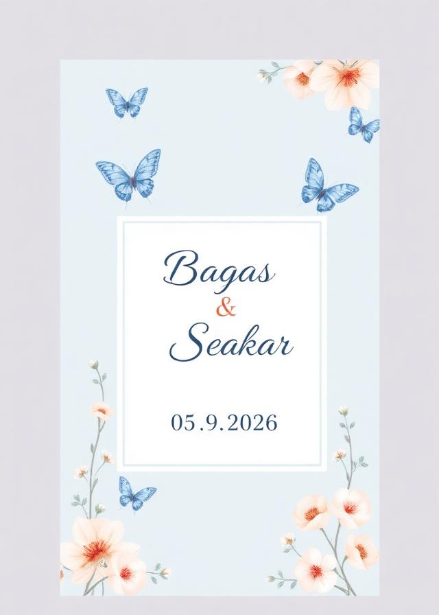 Preview template undangan Blue Butterfly