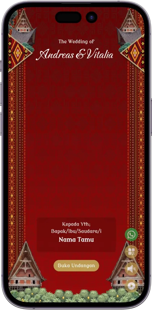 Preview template undangan Batak Merah Emas
