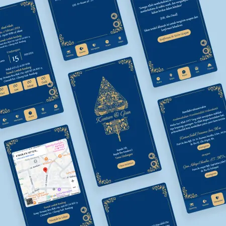 Preview template undangan Blue Javanese